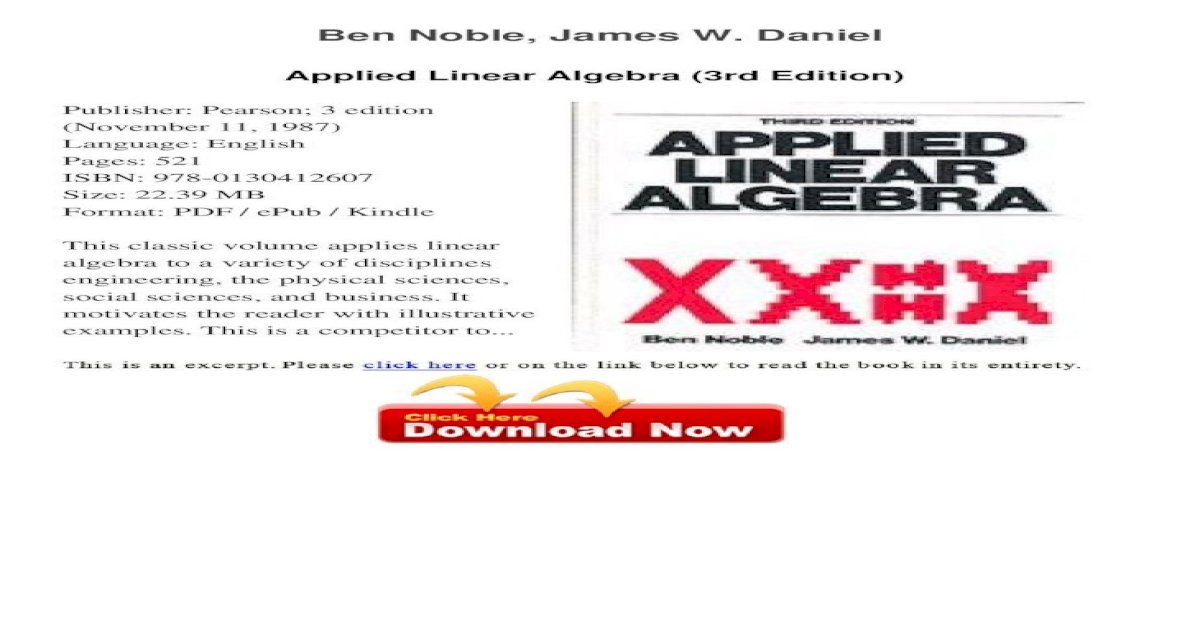 applied linear algebra ben noble and james w. daniel pdf